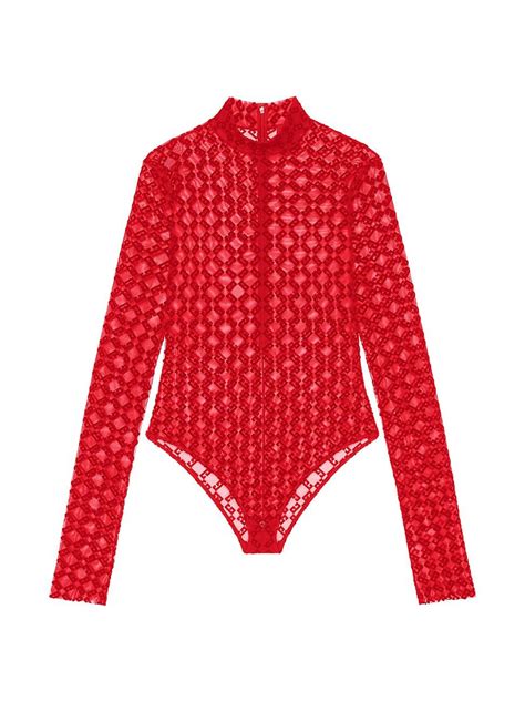 Givenchy: Red Monogram 72 Bodysuit 